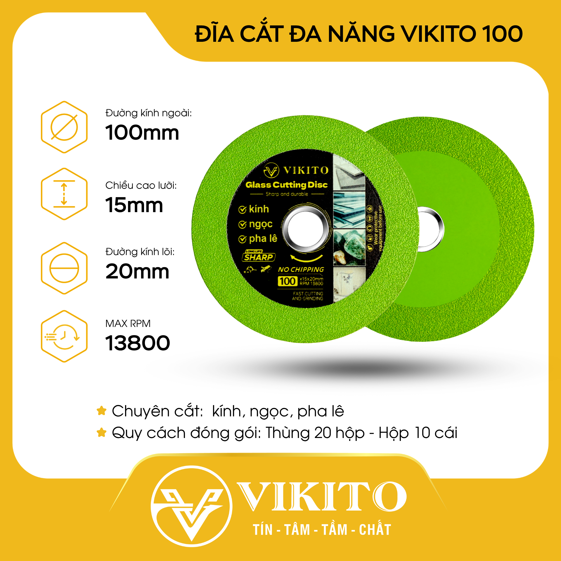 Đĩa cắt đa năng VIKITO 100 cắt kính, thủy tinh